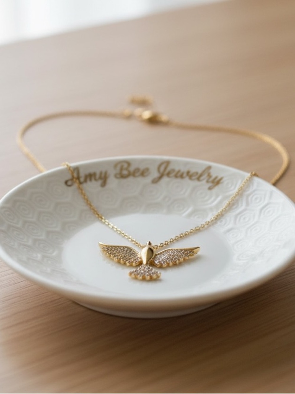 18k Gold Plated Phoenix Rising From the Ashes Necklace . New.